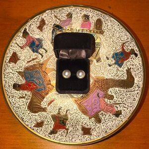 💛 Sterling Silver Large Grey Pearl Earrings